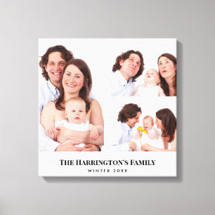 Anpassade 3 sektioner familjefoto collage grå ram canvastryck