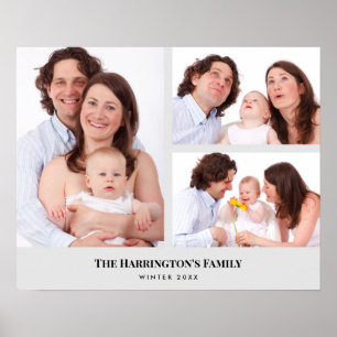 Anpassade 3 sektioner familjefoto collage rektange poster