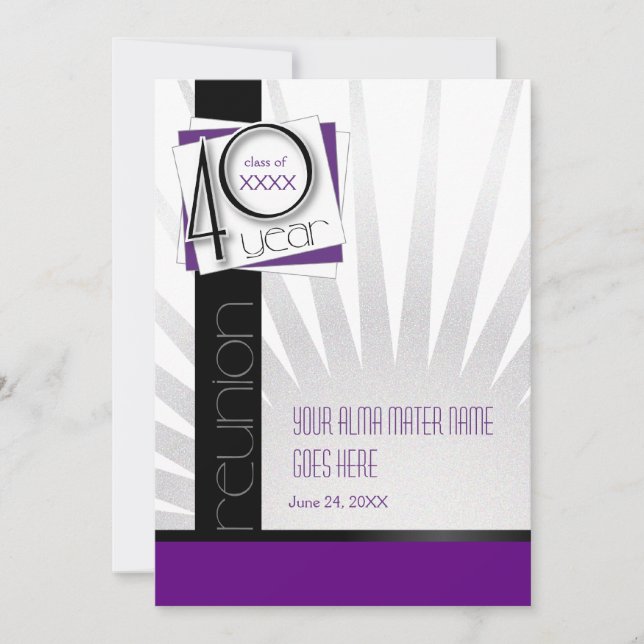 Anpassade 40 års återförening av klass inbjudningar (Framsida)