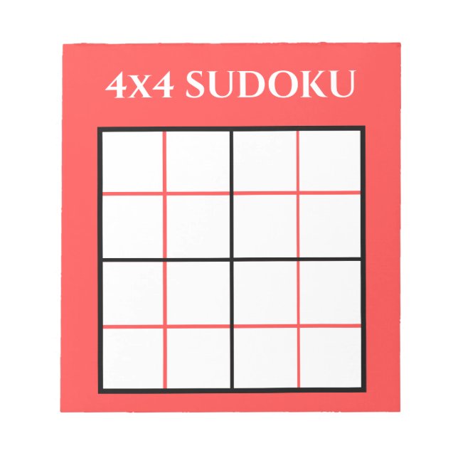 Anpassade 4 av 4 Sudoku Template Red Anteckningsblock (Framsida)