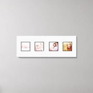 Anpassade 4-Fotolistor DIY-teckensnitt+bakgrund Canvastryck