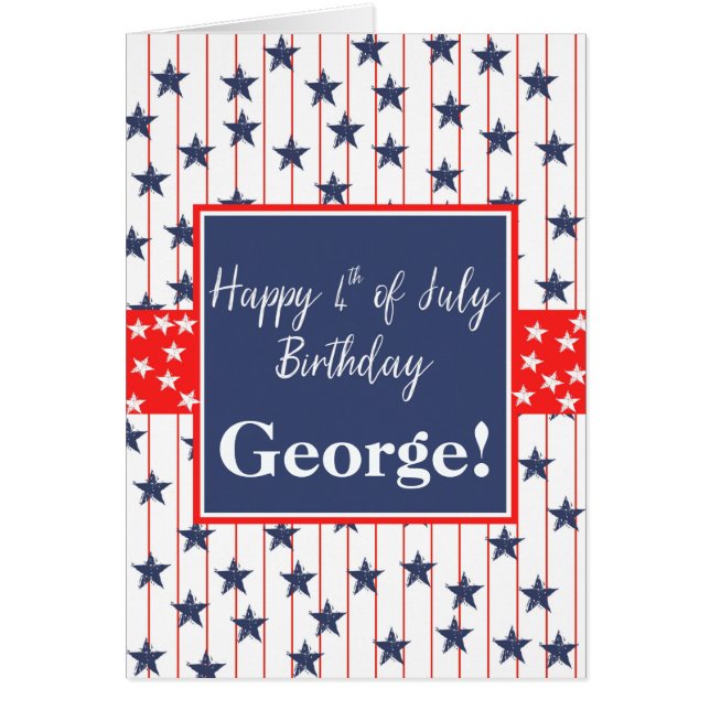 Anpassade 4 juli födelsedag hälsningskort (Framsidan)