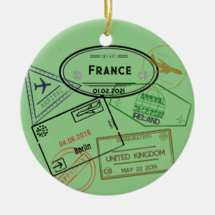 Anpassade 4 Passport Frimärke Julgransprydnad Keramik