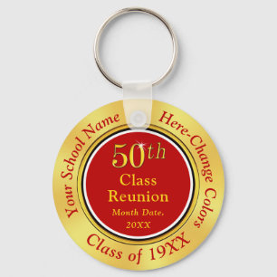 Anpassade 50th Class Reunion Keychains, Guld Nyckelring