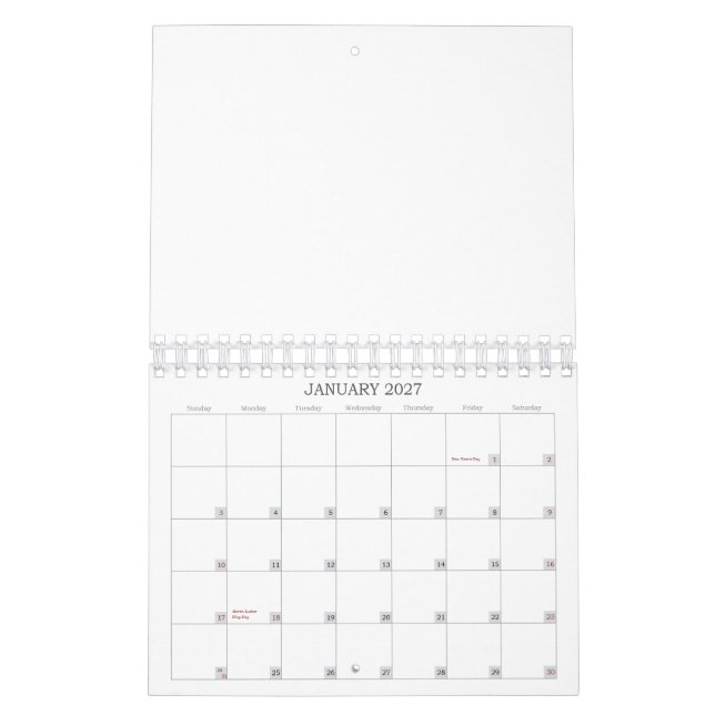 Anpassade 5,5" L x 7" B Klassiska rutor Kalender (Jan 2027)
