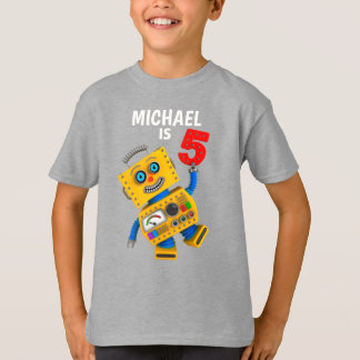 Anpassade 5:e födelsedagen Robot 5 år T Shirt