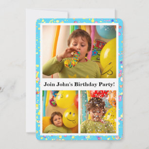 Anpassade 5x7 Himmel Blue Birthday Photo Collage I Inbjudningar