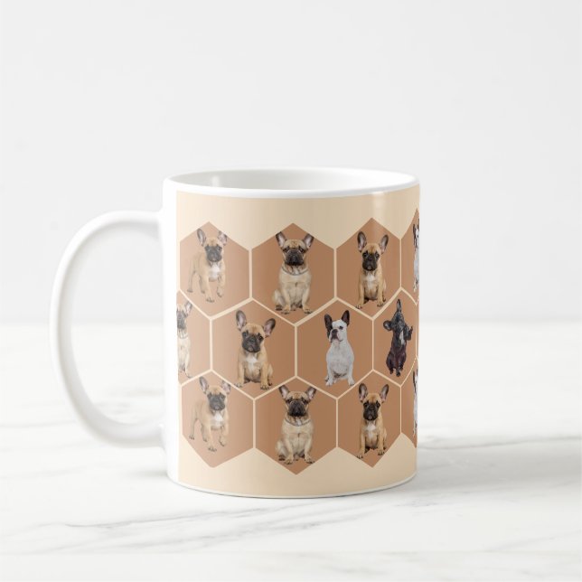 Anpassade 6 bilder fransk bulldog bikakemönster  kaffemugg (Vänster)
