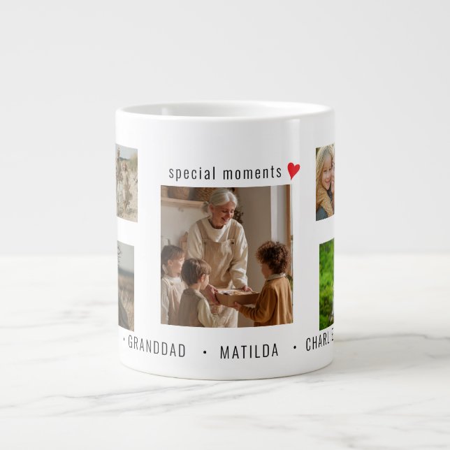 Anpassade 7 Foto & Text Speciala Ögonblick Jumbo Mugg (Framsidan)