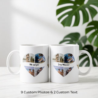 Anpassade 9 bilder i hjärta - årsdagspresent - mug kaffemugg