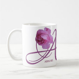 Anpassade Abigail namn rosa ros blommor boho Kaffemugg
