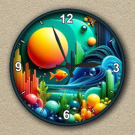 Anpassade Abstrakt Vibrant Oceanen Rund Klocka