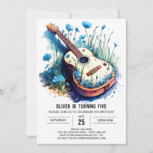 Anpassade Acoustic Guitar Boy Birthday Inbjudningar