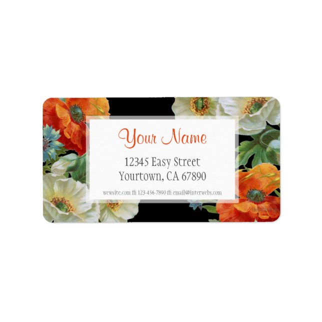 Anpassade adressetiketter Eleganta poppy Kornblomm (Framsidan)
