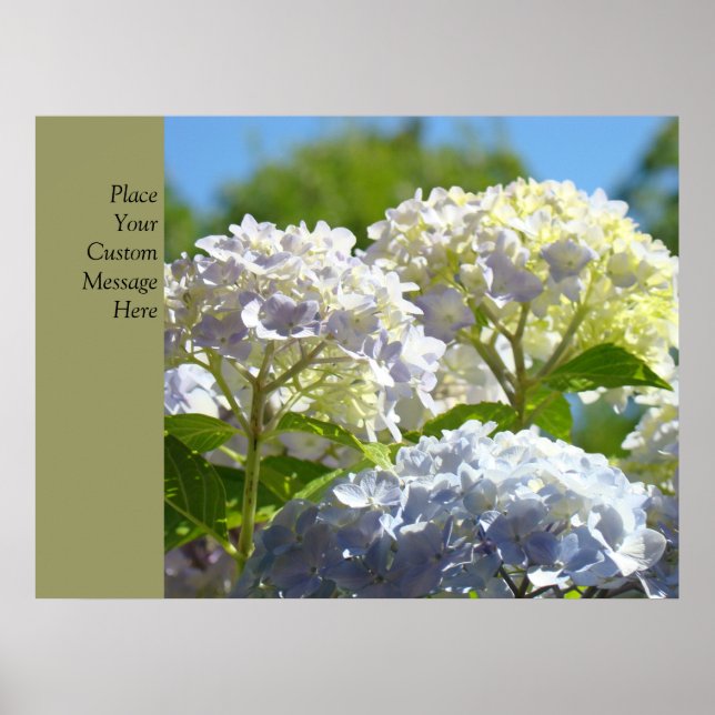 Anpassade affischer Blå Hortensia Blommor konsttry (Framsidan)