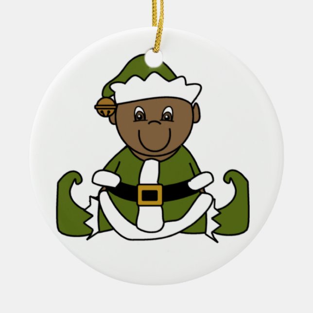 Anpassade African American Baby Elf Ornament (Framsidan)