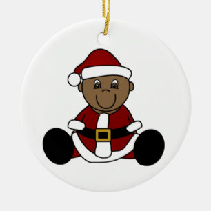 Anpassade African American Baby Santa Ornament
