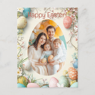 Anpassade 🐇 Äggkräkning Ögonblicksbild Hälsning Helg Vykort