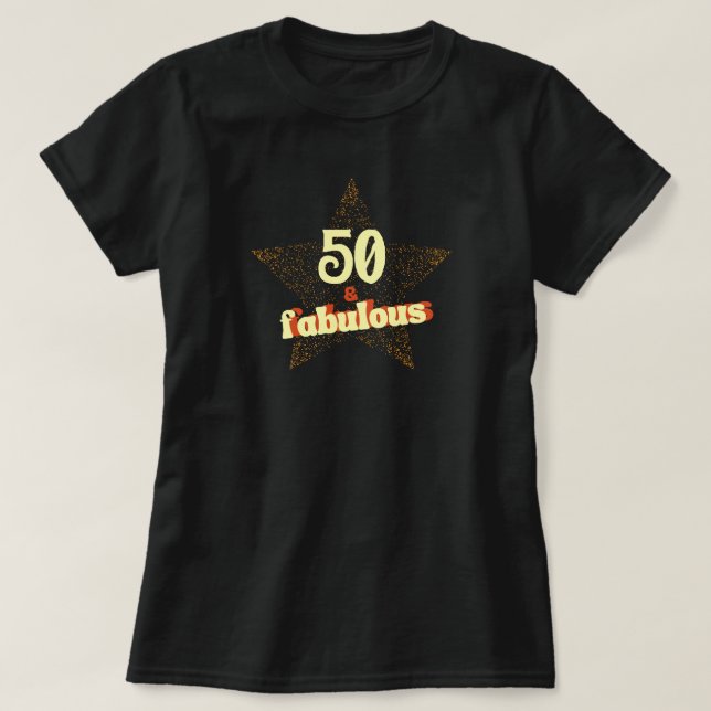 Anpassade Ålder Fabulous Star Birthday T Shirt (Design framsida)