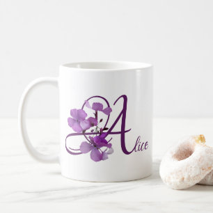 Anpassade Alice namn söt lila blommigt söt Kaffemugg