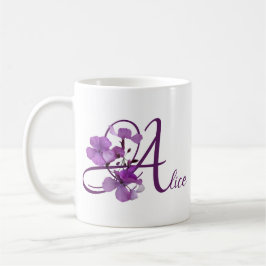 Anpassade Alice namn söt lila blommigt söt Kaffemugg