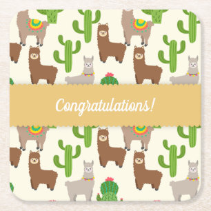 Anpassade Alpaca/Llama-händelse Underlägg Papper Kvadrat