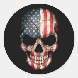 Anpassade American Flagga Skull Runt Klistermärke