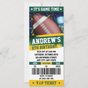 Anpassade American Football Birthday Biljett Inbjudningar