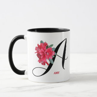 Anpassade Amy namn söt rödblommor blommigt Mugg