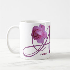 Anpassade Angela namn rosa ros blommor boho Kaffemugg