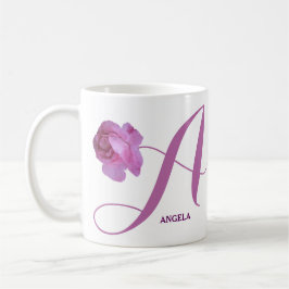 Anpassade Angela namn söt rosa ros blommigt Kaffemugg