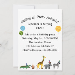 Anpassade Anropa alla Party-djur på födelsedagen Inbjudningar