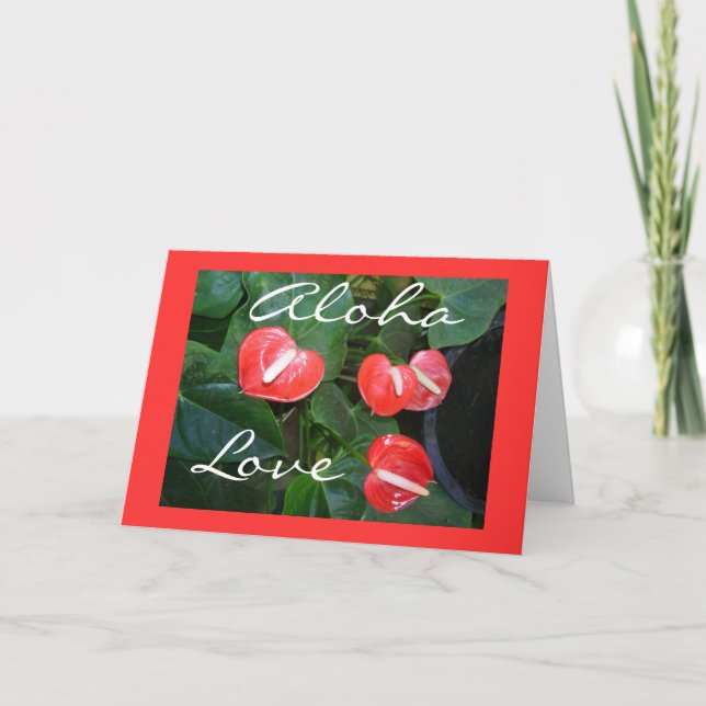 Anpassade Anthurium Kärlek Blommigt Greeting Card Kort (Framsida)