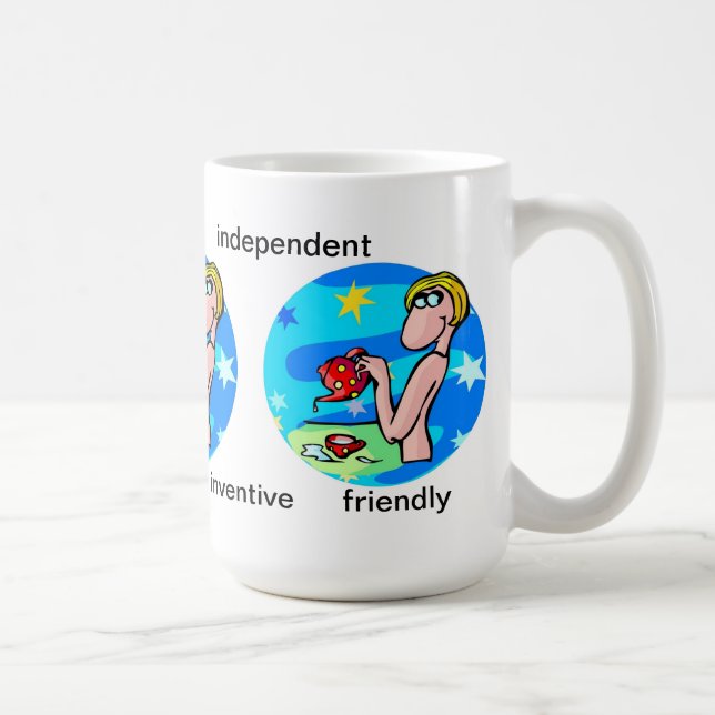 Anpassade Aquarius-egenskaper Cute Tecknad Zodiac Kaffemugg (Höger)