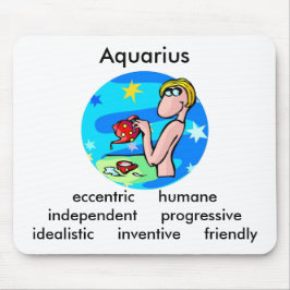 Anpassade Aquarius-egenskaper Cute Tecknad Zodiac Musmatta