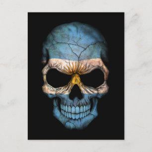 Anpassade Argentine Flagga Skull Vykort
