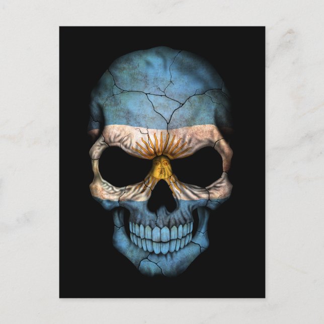 Anpassade Argentine Flagga Skull Vykort (Framsida)
