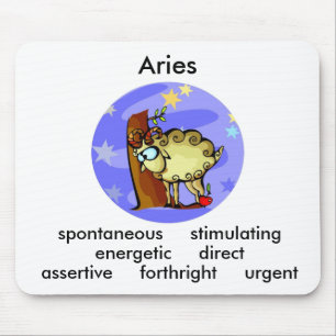 Anpassade Aries-egenskaper Cute Tecknad Zodiac Musmatta