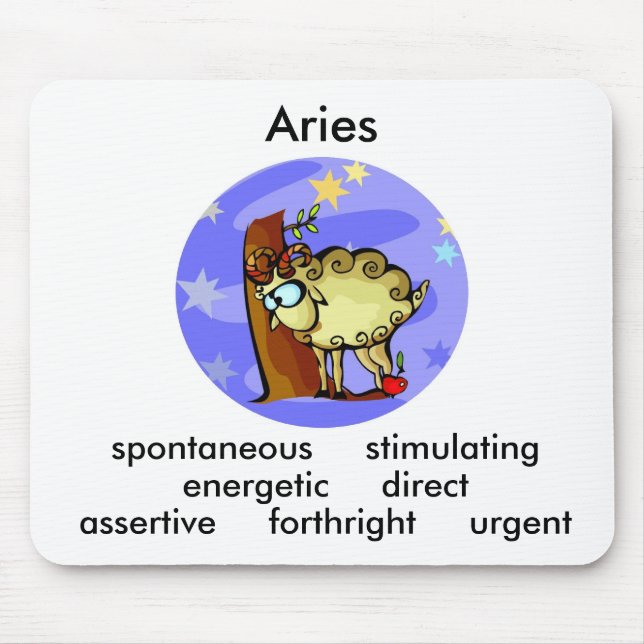 Anpassade Aries-egenskaper Cute Tecknad Zodiac Musmatta (Framsidan)