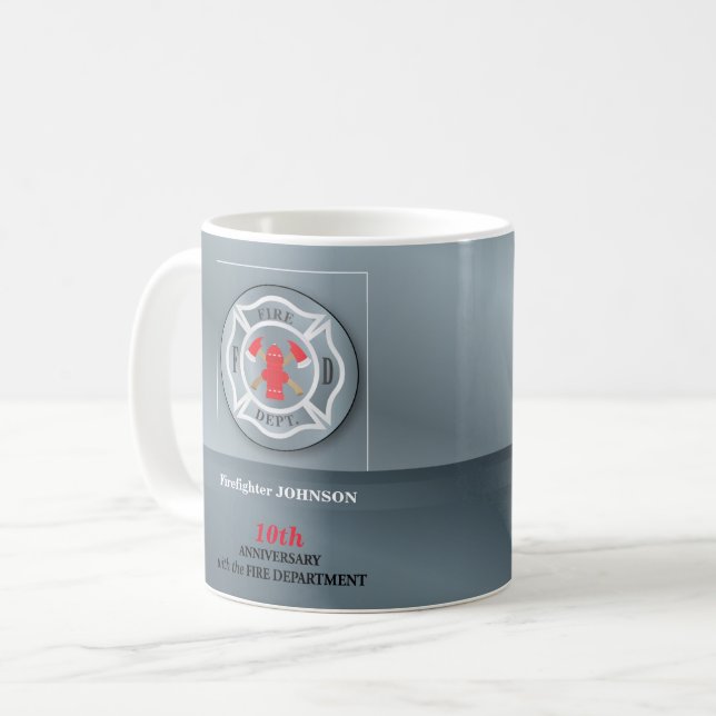 Anpassade, årsdag för brandavdelningen kaffemugg (Framsida vänster)