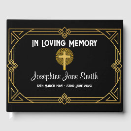 Anpassade Art Deco Funeral Memorial Guest Bok