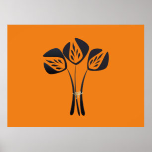 Anpassade Art Deco Stil Bouquet Red Poster