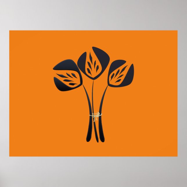 Anpassade Art Deco Stil Bouquet Red Poster (Framsidan)