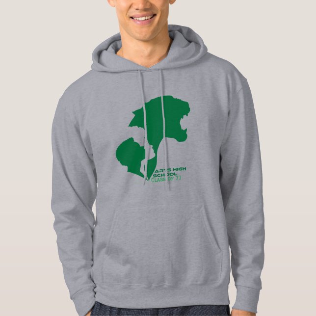 Anpassade Arts High School Grönt Silhouettes Hoodie (Framsida)