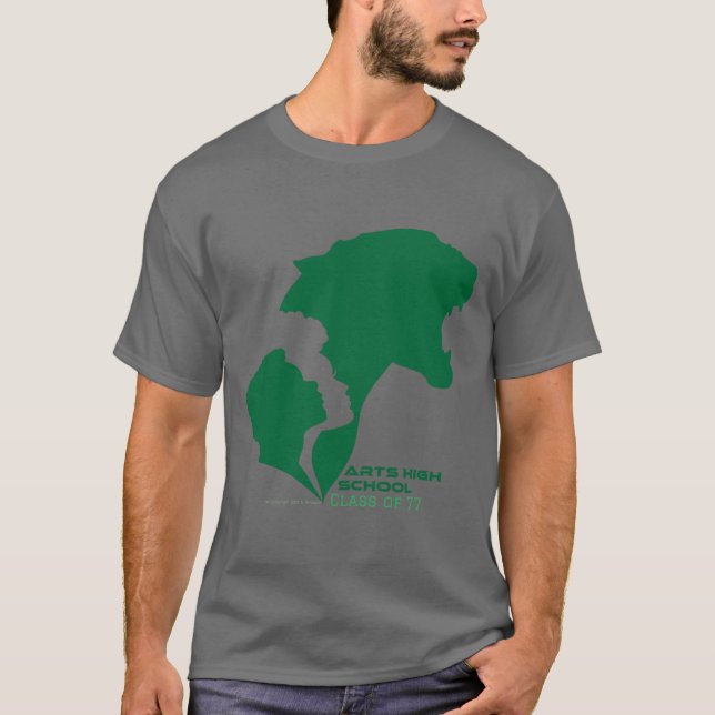 Anpassade Arts High School Grönt Silhouettes T Shirt (Framsida)