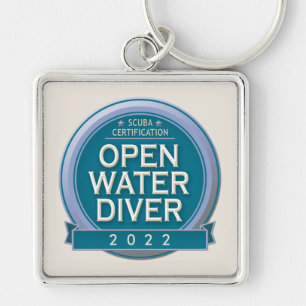 Anpassade Auktoriserad Open Vatten Diver Fyrkantig Silverfärgad Nyckelring