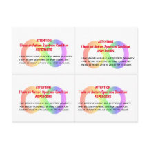 Anpassade AUTISM-VARNINGSKort x 4 per kort