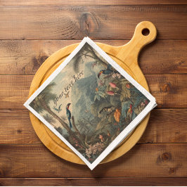 anpassade av botaniska tukaner och blommor av vint pappersservett