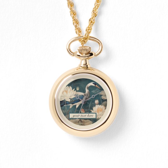 anpassade av botaniskt blåkran i vintage armbandsur (Framsida)