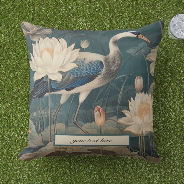 anpassade av botaniskt blåkran i vintage kudde (Gräs)